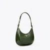 Tory Burch Robinson Crosshatched Convertible Crescent Bag In Dark Everglade