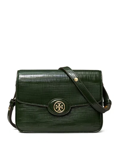 Tory Burch Robinson Embossed Leather Convertible Shoulder Bag In Green