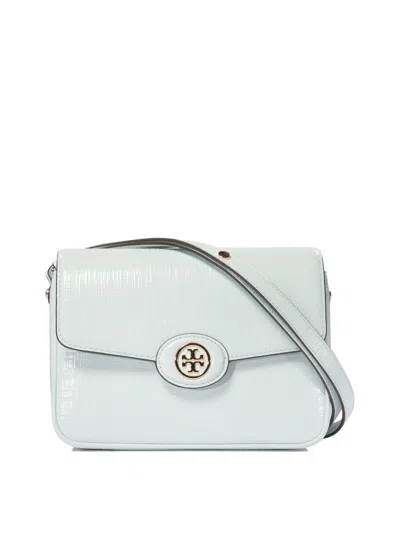 Tory Burch Robinson Crosshatched Crossbody Bags In Ice Blue