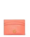 Tory Burch Crosshatched Robinson Leather Card Case In Orange