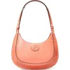 Tory Burch Robinson Crosshatched Leather Convertible Crescent Bag In Coral Crush