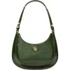 Tory Burch Robinson Crosshatched Leather Convertible Crescent Bag In Dark Everglade