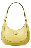 TORY BURCH ROBINSON CROSSHATCHED LEATHER CONVERTIBLE CRESCENT BAG