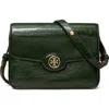 Tory Burch Robinson Crosshatched Convertible Shoulder Bag In Dark Everglade