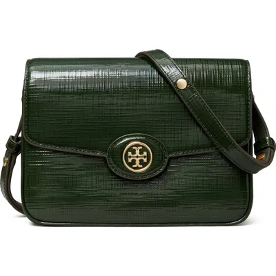 Tory Burch Robinson Embossed Leather Convertible Shoulder Bag In Green
