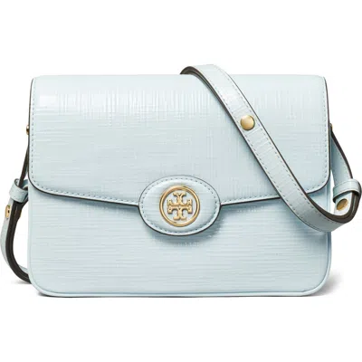 Tory Burch Robinson Spazzolato Convertible Shoulder Bag In Pale Blue