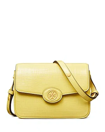 Tory Burch Robinson Crosshatched Leather Convertible Shoulder Bag In Pale Butter/gold
