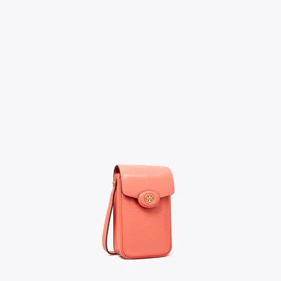 Tory Burch Robinson Crosshatched Phone Crossbody In Coral Crush