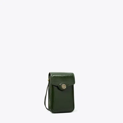 Tory Burch Robinson Crosshatched Phone Crossbody In Dark Everglade