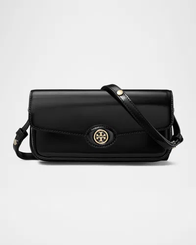 Tory Burch Robinson East-west Leather Shoulder Bag In Black