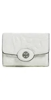 Tory Burch Robinson Floral Embossed Small Wallet Blanc