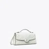 Tory Burch Robinson Floral Embossed Top-handle Chain Wallet In Blanc