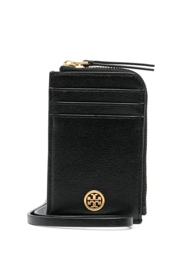 Tory Burch Leather Logo-plaque Wallet In Black