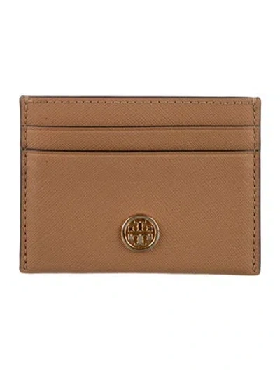 Pre-owned Tory Burch Robinson Leather Card Holder In Brown