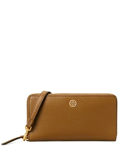 Tory Burch Robinson Leather Continental Wallet In Tiramisu