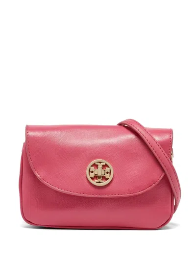 Pre-owned Tory Burch Robinson Leather Cross Body Bag In Pink