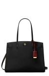 Tory Burch Robinson Leather Satchel In Black