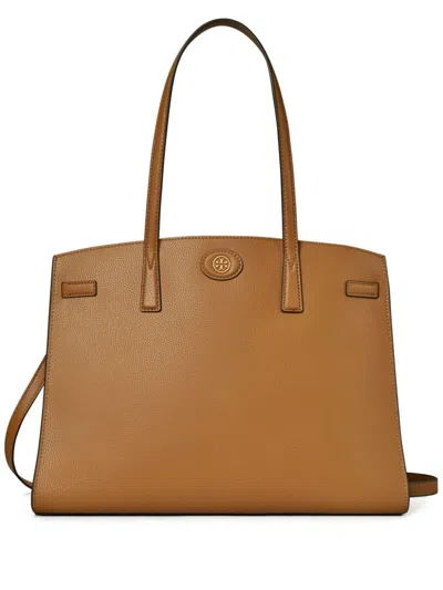 Tory Burch Robinson Leather Satchel In Brown