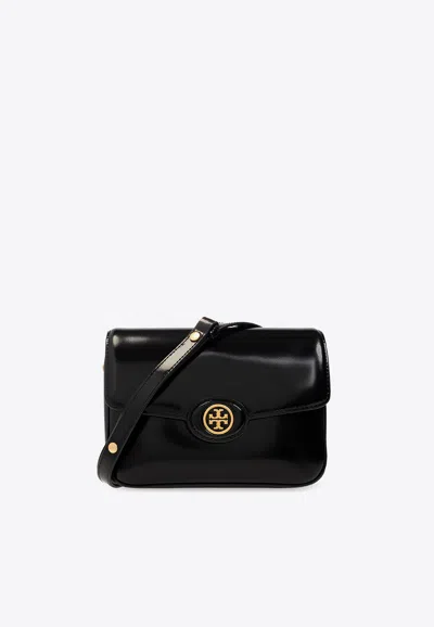 Tory Burch Robinson Leather Shoulder Bag In Black
