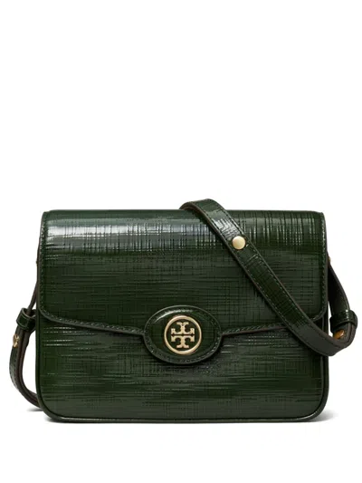 Tory Burch Robinson Leather Shoulder Bag In Green