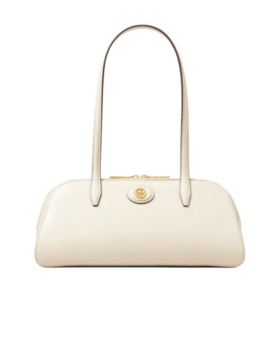 Tory Burch Robinson Leather Shoulder Bag In Nude