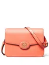 Tory Burch Robinson Crosshatched Convertible Shoulder Bag Coral Crush In Orange