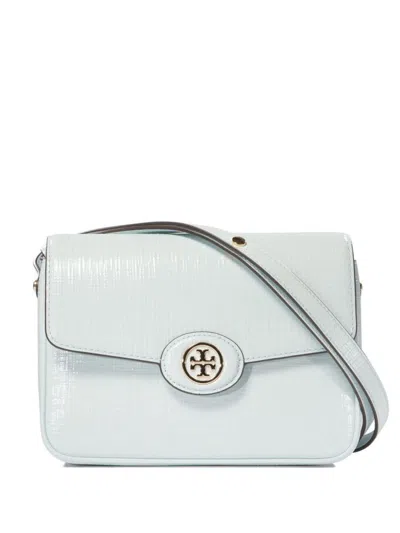 Tory Burch Robinson Crosshatched Crossbody Bags In Ice Blue