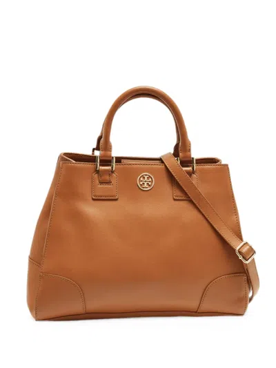 Pre-owned Tory Burch Robinson Leather Tote Bag In Brown