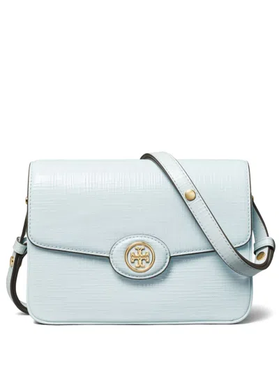 Tory Burch Robinson Spazzolato Convertible Shoulder Bag In Pale Blue