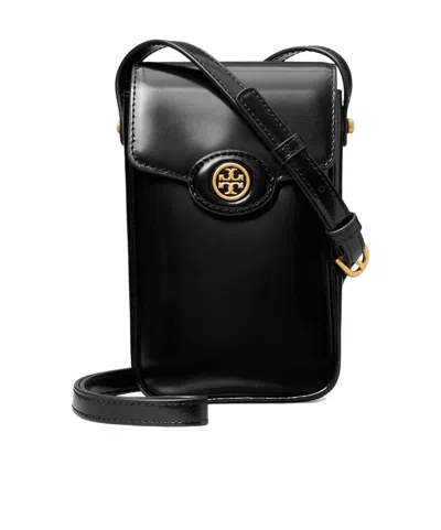 Tory Burch Robinson Logo Plaque Phone Pouch In Black