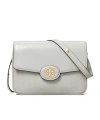 Tory Burch Robinson Spazzolato Leather Convertible Shoulder Bag In White