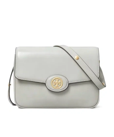 Tory Burch Robinson Spazzolato Leather Convertible Shoulder Bag In Light Granite