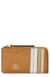 Tory Burch Robinson Pebble Leather Card Case In Tiramisu