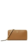 Tory Burch Robinson Pebble Leather Zip Around Continental Wallet In Tigers Eye