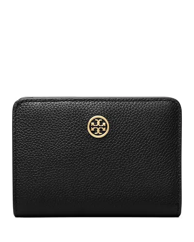 Tory Burch Robinson Pebbled Leather Bifold Wallet In Black