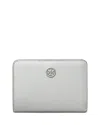 Tory Burch Robinson Pebbled Leather Bifold Wallet In Gray