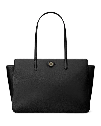 Tory Burch Robinson Pebbled Leather Tote In Black