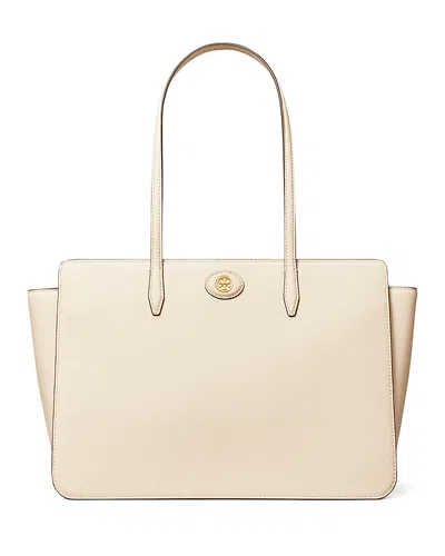 Tory Burch Robinson Pebbled Leather Tote In Neutral