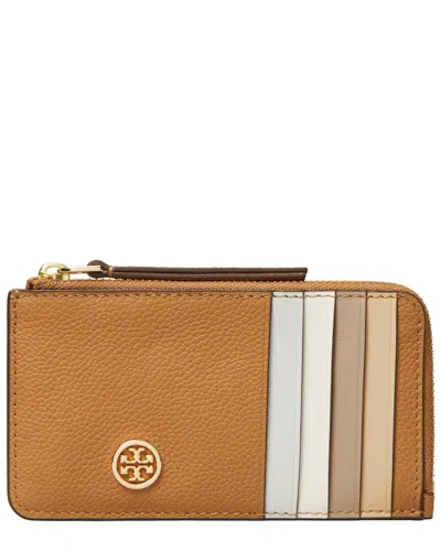 Tory Burch Robinson Pebbled Leather Zip Card Case