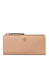 Tory Burch Robinson Pebbled Leather Zip Slim Wallet In Goan Sand