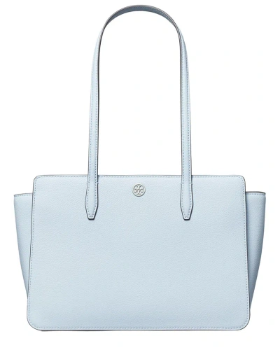 Tory Burch Robinson Pebbled Small Leather Tote In Blue