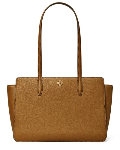 Tory Burch Robinson Pebbled Small Leather Tote In Brown