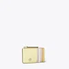 Tory Burch Robinson Pebbled Top-zip Card Case In Yellow