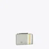 Tory Burch Robinson Pebbled Top-zip Card Case In Gray