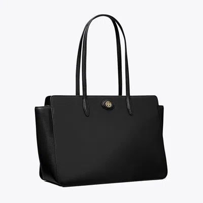 Tory Burch Robinson Pebbled Tote In Black