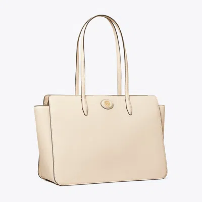 Tory Burch Robinson Pebbled Tote In New Cream