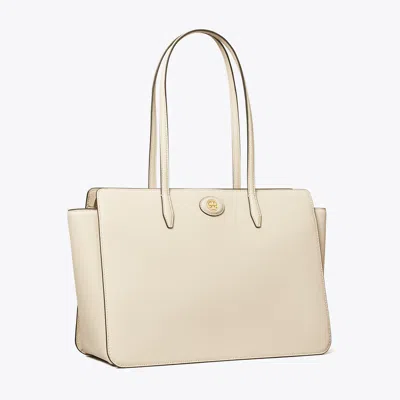 Tory Burch Robinson Pebbled Tote In White
