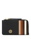 Tory Burch Robinson Colour-block Zip-fastening Wallet In Black/gold
