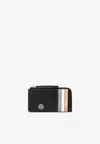 Tory Burch Robinson Pebbled Zip Cardholder In Black