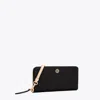Tory Burch Robinson Pebbled Zip Continental Wallet In Black